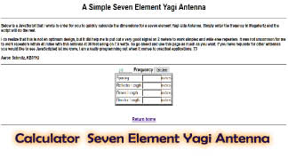 Calculator Seven Element Yagi Antenna