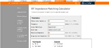 RF Impedance Matching Calculator