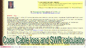 Coax Cable loss and SWR calculator