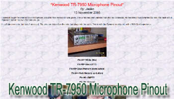 Kenwood TR-7950 Microphone Pinout