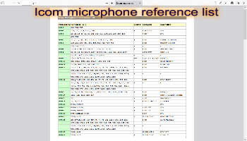 Icom microphone reference list
