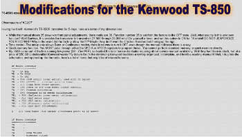 Modifications for the Kenwood TS-850