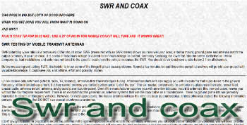 Swr and coax