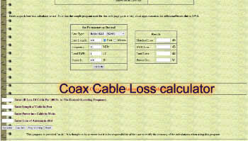 Coax Cable Loss calculator