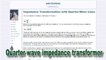Quarter wave impedance transformer