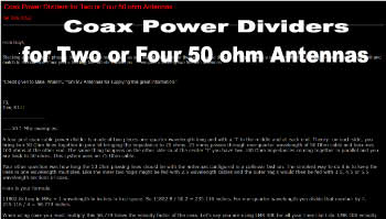 Coax Power Dividers for Two or Four 50 ohm Antennas