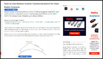 Meteor Scatter Communications for Amateur Radio