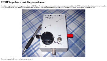 LF-mf impedance matching transformer