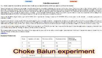Choke Balun experiment