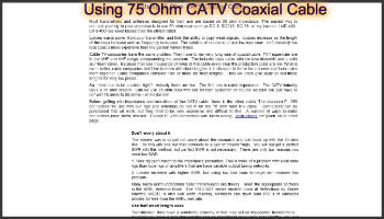 Using 75 Ohm CATV Coaxial Cable