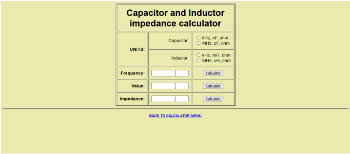 Capacitor and Inductor impedance calculator