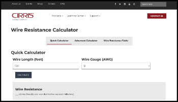 Wire resistance calculator & table