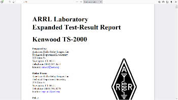 arrl kenwodd ts-2000 test results