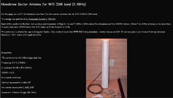 Homebrew Sector Antenna for Wifi ISM band 2.4GHz