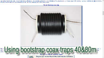 A trapped dipole for 80m and 40m using bootstrap coax traps