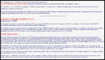 A Quarter Kilowatt Amplifier for L.F