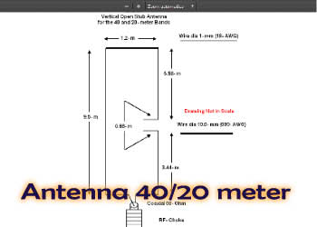 Vertical open stub antenna 40/20 meter
