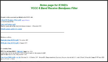 YCCC 6 Band Receive Bandpass filter