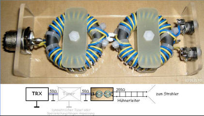 50 ohm to 200 ohm RF transformer